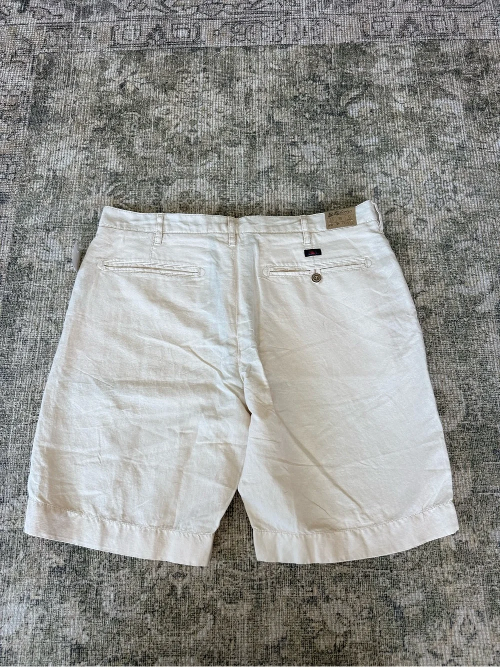 NWT Faherty Men's Malibu Linen & Cotton Chino Shorts Cream Size 34 Coastal